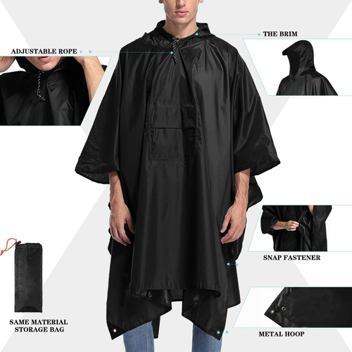 Hot Sell Recycled Plastic Pu Waterproof Raincoat Adults Raincoat With Hoods and Plastic Raincoat with Storage Bag