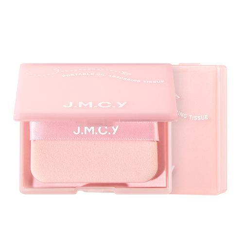 Portable oil-absorbing sheets with puff and mirror—controls oil and keeps skin feeling fresh and grease-free in summer.