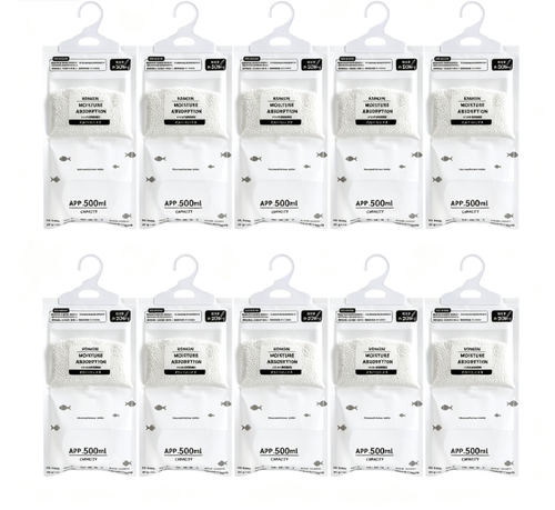 Portable Adjustable Hangable Dehumidifying Bag 500ml Moisture Capacity Dorm-Friendly Mold-Preventing for Household & Kitchen Use 10PCS