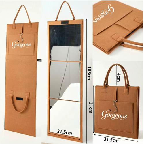 Portable Foldable Full-Length Mirror, Dance Mirror for Students Dorm & Travel, Shatterproof Acrylic Mirror with Carry Handle