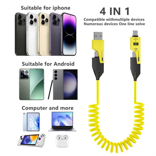 120W PD27W 4-in-1 USB Type C Super Fast Cable Chargeus 5A Quick Flash Charge 1.5m Pure Copper USB3 Pure Copper Data Cables IOS Pink Two Per Set