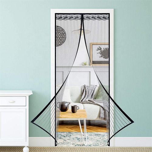 Magnetic Screen Door Reinforced Fiberglass Mesh Curtain Door Screen with Heavy Duty Mesh