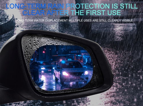 Nano Waterproof Anti-Fog Car Rearview Mirror Window Film, Full Screen Water Repellent Rainproof Sticker for Side Windows & Rear View Mirror