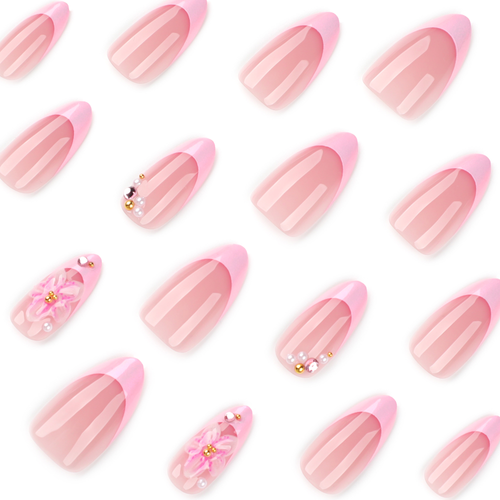 Best-Selling Classic Style: New Pink 3D Floral & Pearl Decal Nail Art