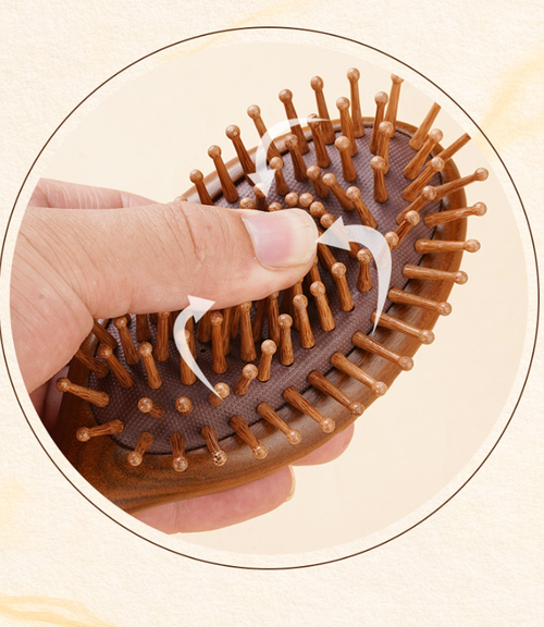 Sandalwood Fluffy Air Cushion Comb with Head Meridian Massage No Knotting Travel Hair Comb