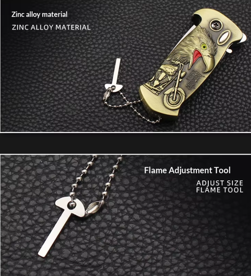 Creative Multifunctional Zinc Alloy Windproof Lighter with Folding Knife and Bottle Opener (Refillable)