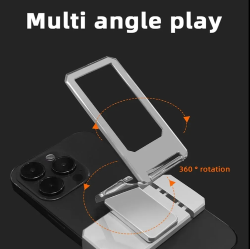 Upgraded Back Clip Type 360° Folding Bracket Free Adjustable Clip-On Phone Holder Magnetic attraction Aluminum Alloy Stretchable Buckle Phone Holder Two Per Set Silver And Rose Gold