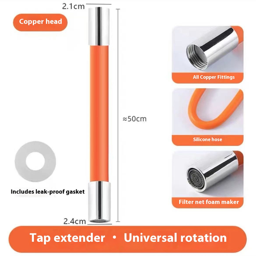 360° Rotating Adjustable Bathroom Kitchen Foaming Faucet Extension Tube Hose Extender 50cm Value 2-Pack