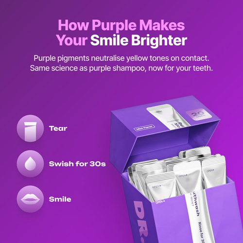Alcohol-Free Purple Portable Stick Mouthwash 20 Sachets Fresh Mint Gentle Teeth Whitening Disposable Travel Oral Care