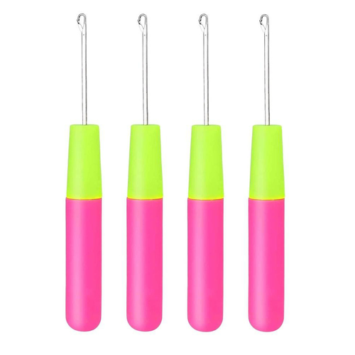 RTS High Quality Hair Weave Hook Knitting Needle Plastic Handle Crochet Hook with Tongue