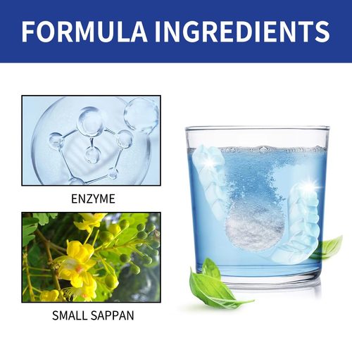 Mild Cleaning Tablets Gum Antibacterial Odor Removing Fresh Breath Yellowing Removal Brightening Denture Cleaner