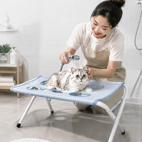 Home Salon Pet Beauty Care Station Portable Foldable Anti Bite & Cratch Pet Washing Grooming Table for Small Dogs Cats