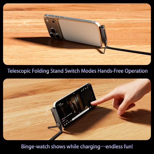 65W Pure Copper with Color Box Fast Charging USB-C Cable Phone Stand 90 Elbow 360 Rotation Multi-Angle Nylon Braided