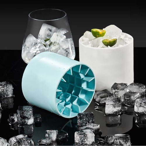 Household Mini Ice Hockey Making Ice Storage Box Cylindrical Silicone Freezer Kitchen Ice Bucket Ice Grid Mold PP Material Maker