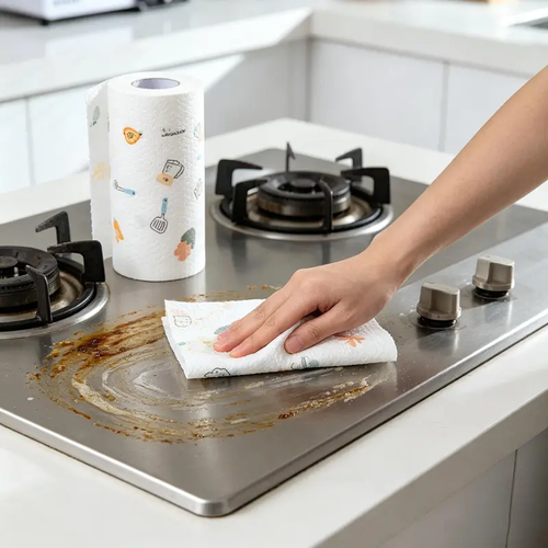 100Pcs Per Roll Reusable Cleaning Lazy Rags, Washable Kitchen Dish Towels & Multi-Purpose Wiping Cloths (Four Per Set)