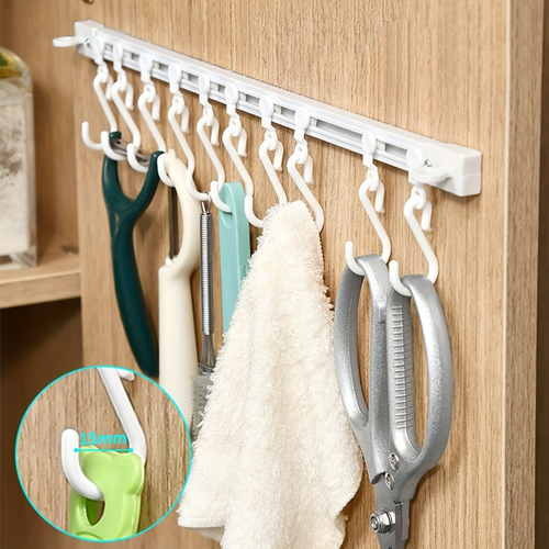 No-Drill Cabinet Door Storage Rack for Kitchen Tools, Belts, and Hats Kitchen Sliding Track Hook