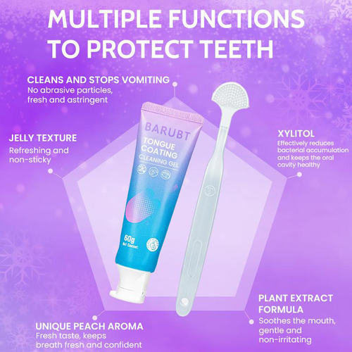 Oral Tongue Cleaner Fresh Gel - Gentle Care Gel with Tongue Brush, Deep Cleaning & Long-Lasting Fresh Breath