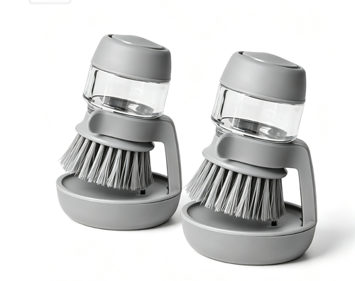 100% Clean Kitchen Cute Scrub Brush Soap Dispensing Dish Sink Eco Washing Brush for Cooking Two Per Set