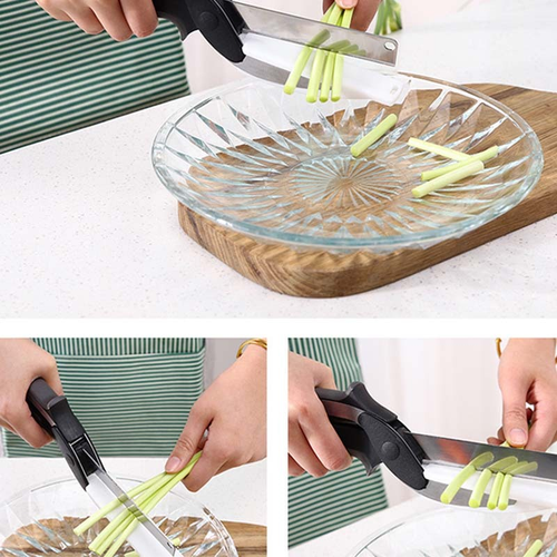 Vegetable Cutting Board Scissors Spring Scissors Kitchen Knife Auxiliary Food Vegetable Knife Scissors 2-in-1 Kitchen Tools