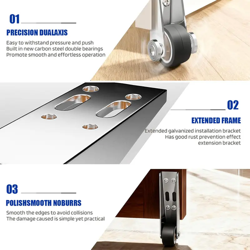 Vertical Track Roller Wheel, Heavy Duty 110LBS Sliding Door Bottom Guide, Anti-Wobble Door Stop, Nylon Wheel & Aluminum Bracket, Smooth Quiet Sliding, Easy to Install Replacement Parts for Barn Door, Interior Door, Wardrobe, Cabinet, Closet Organizer 20 Per Set