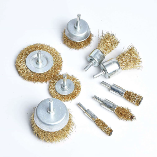 9PCS Handle Installation End Brush with Knotted Wire Brush Set, Used for Cleaning Rust, Drill Bits, and Removing Paint