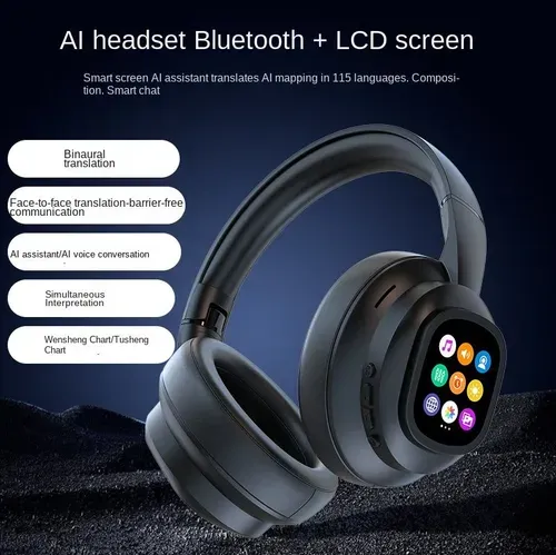 New X1 Pro TWS Earphones Noise Cancelling AI Translator Headset Foldable Over-Ear BT Headphones for Sport Travel Business
