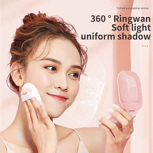 3X Magnification Plastic Square LED Pocket Mirror with 44 LED Lights and 3 Tone Lights Touch Screen