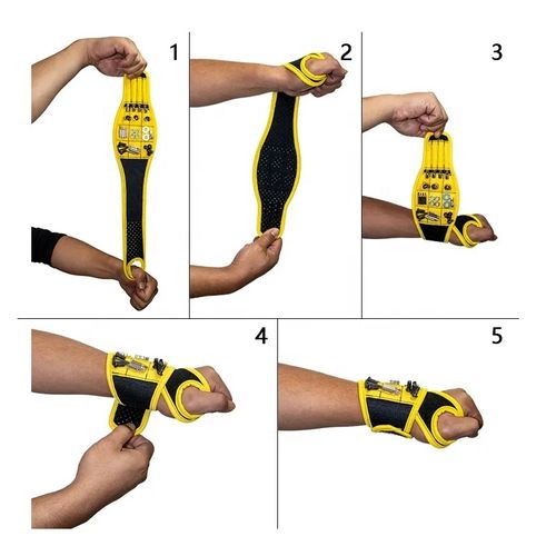 Tools Magnetic Wrist Support With Thumb Loop Anti Fall Off During Work