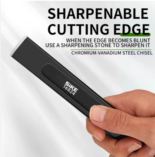 8mm CR-V Steel Flat Chisel | Removable Guard Masonry Tool for Concrete & Tile Work