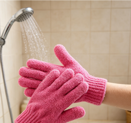Exfoliating Gloves Body Scrubber Gloves for Shower, Spa, Massage Shower Gloves Dual Texture Bath Gloves | Dead Skin Remover