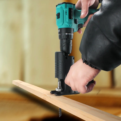 Portable Reciprocating Saw Adapter Electric Drill ModifiedJigsaw Tool Wood PVC Steel Pipe Metal Cutting DIY Construction Three Saw Blades