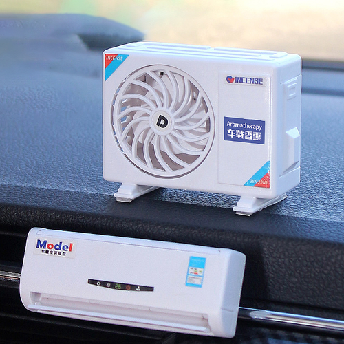 Hot Selling Air Conditioner Shape Car Perfume Air Freshener Vent Clip Mini Solar Car Perfume Air Conditioning Decoration Lemon Scent