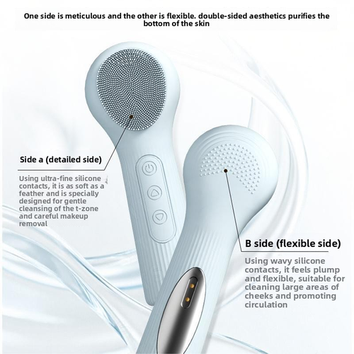 Silicone Heated Face Washing Brush Dual-Sided Temperature Sensing Magnetic Charging Inductive Battery Facial Cleansing Pink