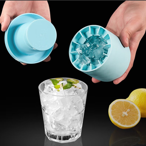 Household Mini Ice Hockey Making Ice Storage Box Cylindrical Silicone Freezer Kitchen Ice Bucket Ice Grid Mold PP Material Maker