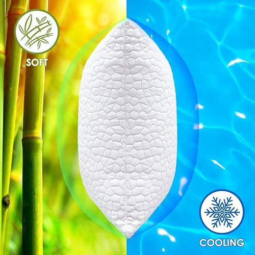 Modern Memory Foam Neck Pillow with Cooling Bamboo Adjustable Loft & Hypoallergenic for Side & Back Sleepers
