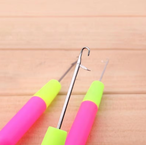 RTS High Quality Hair Weave Hook Knitting Needle Plastic Handle Crochet Hook with Tongue