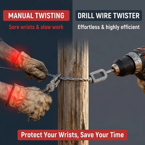 4 PCS Metal Drill Wire Twister Tool with Hex Shank, Farm & Construction Ready Fence Repair Attachment, Corded Cordless Compatible, Safe & Reliable Fastening, Reduces Hand Fatigue (9+11Size)