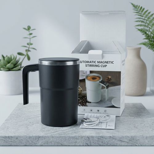 Automatic Self Stirring Magnetic Mug  Stainless Steel with LCD Screen