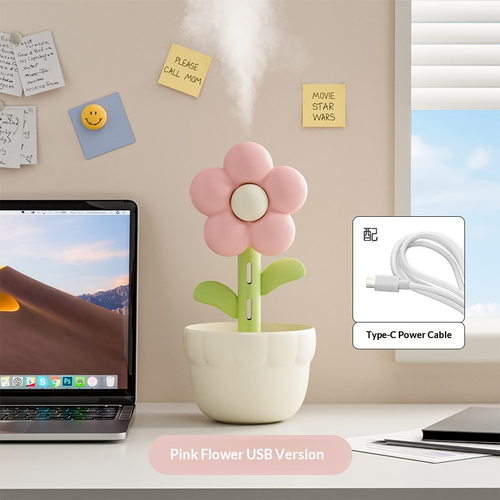 Compact & Creative Floral-Shaped Aroma Diffuser or  Humidifier (300mL) — High Mist Output with Desktop LED Lighting. An Ideal Choice for Home, Office, Car, Desk, or Bedside Decor — Silent Operation.
