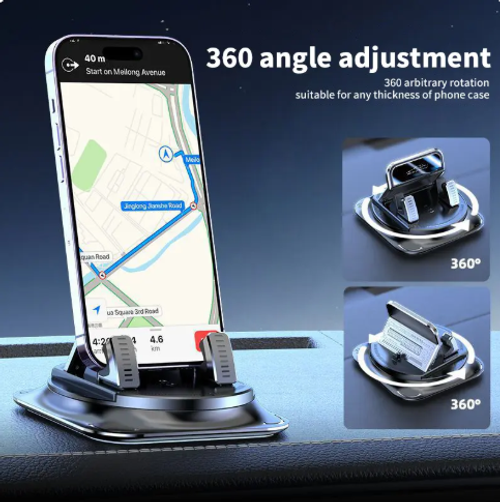 Car phone holder 360 degree rotation, suitablefor car navigation in-car dashboard, horizontaland vertica screen adjustment angle,suctioncup fixed non-slip mobile phone holdersuitable for iPhone and Android