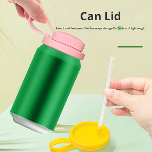 Reusable Silicone Soda Can Lids with Soft Straw Leakproof Beverage Can Covers Dustproof Silicone Juice Drinks Can Cap