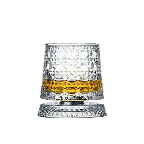 LED Light-Up Multi-color Rotating PC & Glass Modern Wine Cup-Bar KTV Glow Drinkware with Reusable Base (260ml Capacity)