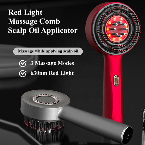 Handheld Anti Hair Loss Electric Massage Comb Hair Growth Vibration Red Light Scalp Massager Oil Applicator
