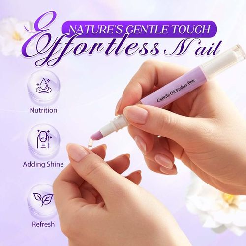 2-in-1 Cuticle Pusher 2026 Cuticle Oil Pusher Pen Portable Nail Care Pen for Dry Damaged Nails Hangnails Moisturizes Strengthens