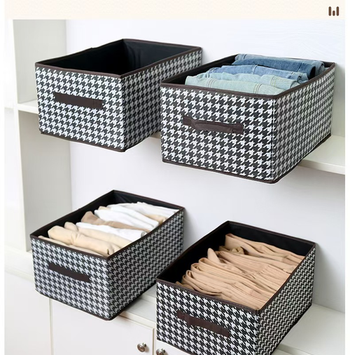 Foldable Storage Box Clothing Jeans Underwear Baby Clothes Organizer Wardrobe Storage Container Bathroom Living Room Four Per Set