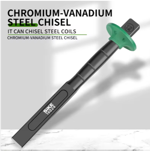 8mm CR-V Steel Flat Chisel | Removable Guard Masonry Tool for Concrete & Tile Work