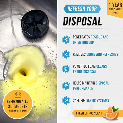 Deodorizer Drain Cleaner Remove Grease & Odor Powerful Foaming Action Garbage Disposal Cleaner