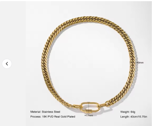 High-Quality Polished Stainless Steel Cuban Chain — Titanium Steel Vacuum-Plated 18K Gold Necklace