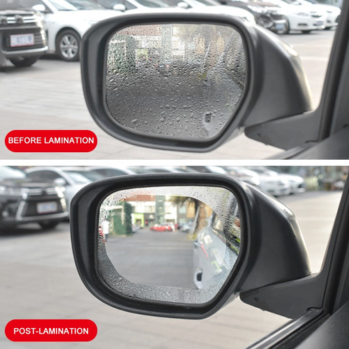 Nano Waterproof Anti-Fog Car Rearview Mirror Window Film, Full Screen Water Repellent Rainproof Sticker for Side Windows & Rear View Mirror