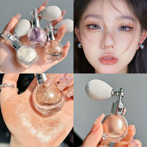 Bling Vegan Highlighter High Quality 3D Glitter Powder Long-Lasting Waterproof Shiny Face and Body Highlighter Spray Two Per Set Gold And Silver